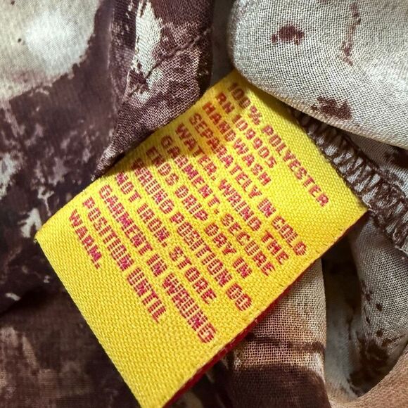 Lloyd Williams Y2K Brown Ruffle CrinkleButton Down Blouse Top S - Picture 4 of 6